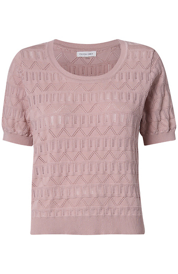 Textured Short Sleeve Knit Top Slide 1