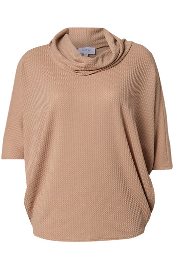 Cowl Neck Waffle Knit Top Slide 1