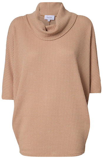 Cowl Neck Waffle Knit Top Slide 1