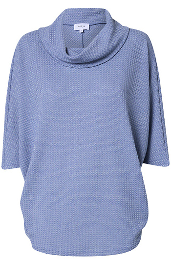 Cowl Neck Waffle Knit Top Slide 1