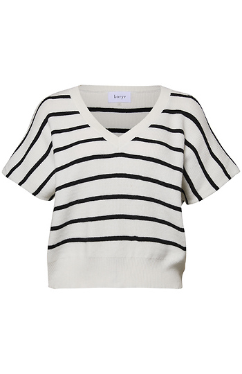 Striped V-Neck Top Slide 1