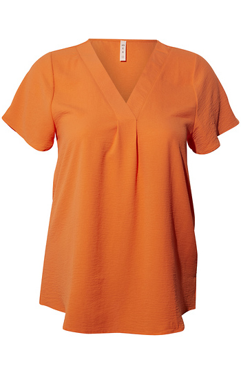 Front Pleat V Neck Top Slide 1