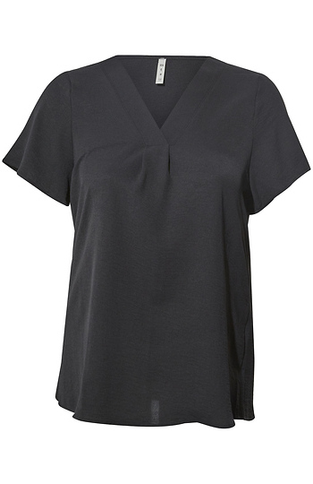 Front Pleat V Neck Top Slide 1