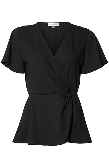 Short Sleeve Wrap Top Slide 1