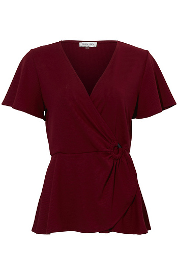 Short Sleeve Wrap Top Slide 1