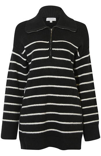 Half Zip Striped Sweater Slide 1