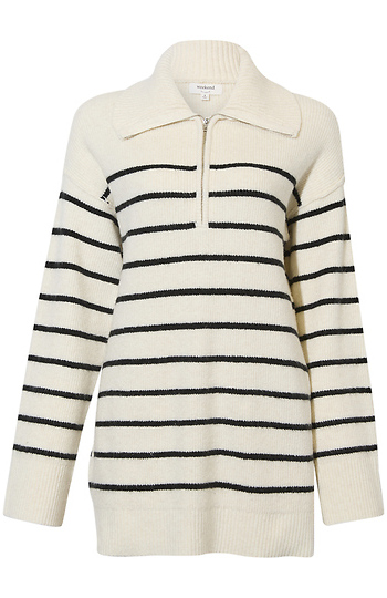 Half Zip Striped Sweater Slide 1