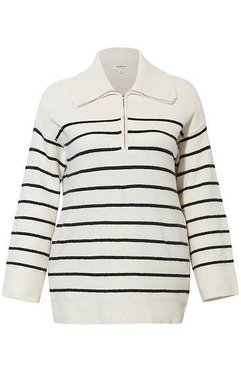 Half Zip Striped Sweater Slide 1