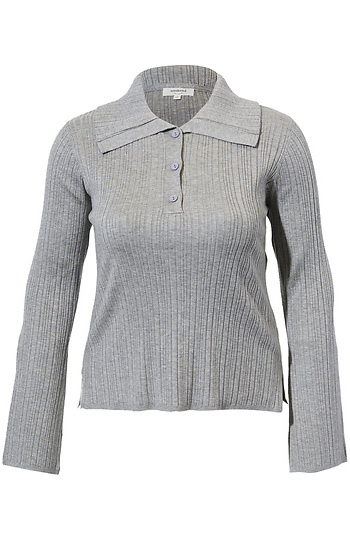 Collared Ribbed Top Slide 1