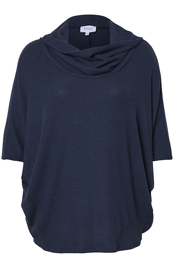 Cowl Neck 3/4 Sleeve Brushed Top Slide 1