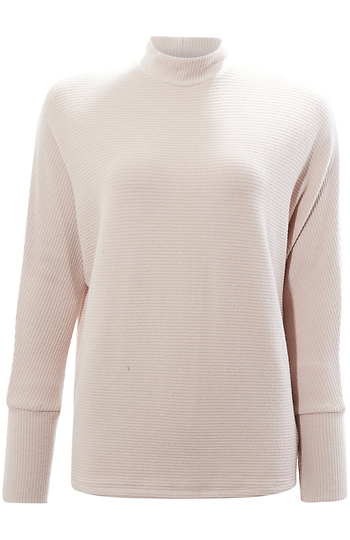Mock Neck Brushed Ribbed Top Slide 1