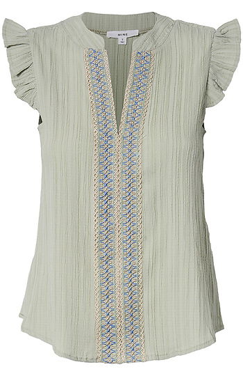 Textured V-Neck Short Sleeve Top Slide 1