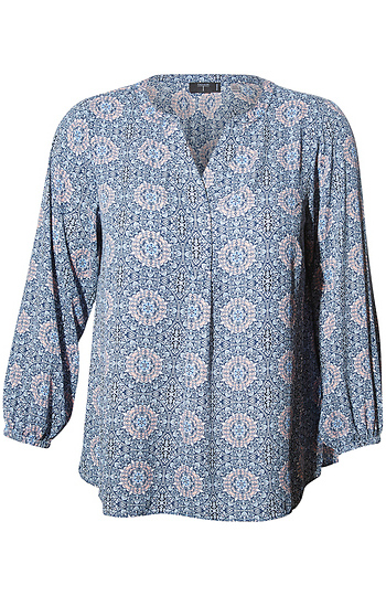 Long Sleeve Split Neck Top Slide 1