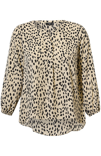 Long Sleeve Split Neck Top Slide 1