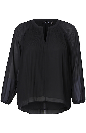 Long Raglan Sleeve Pleated Blouse Slide 1