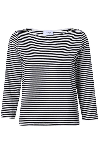 Striped Three Quarter Sleeve Top Slide 1