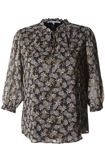 Split Neck Floral Blouse Slide 1