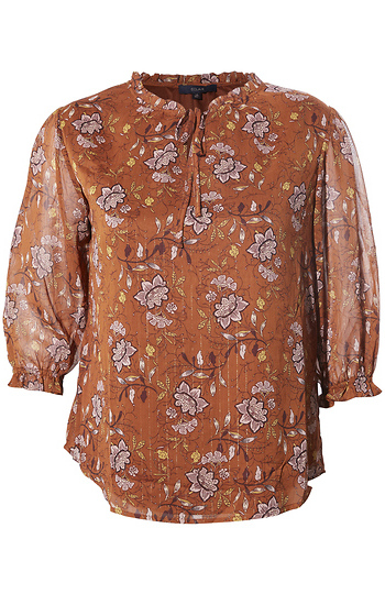 Collective Concepts Floral Printed Long Sleeve Top Slide 1
