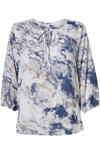 Neck Tie Long Sleeve Top Slide 1