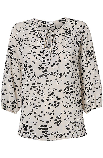 Neck Tie Long Sleeve Top Slide 1