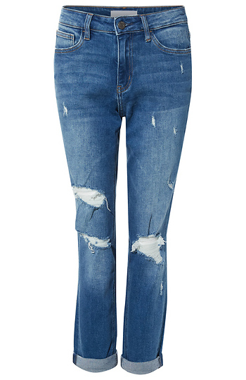 Distressed Stretch Boyfriend Jean Slide 1
