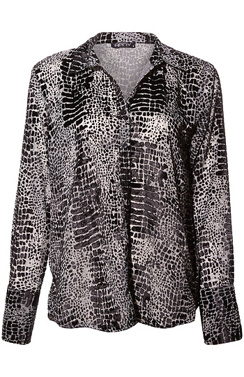 Velvet Burnout Button-Up Shirt Slide 1