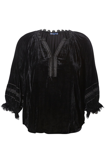 Democracy Velvet Lace Trim Blouse Slide 1