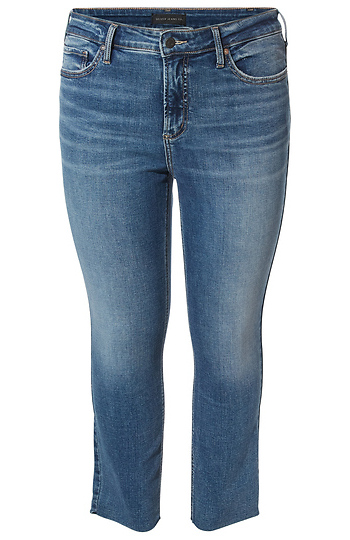 High Rise Raw Hem Straight Jean Slide 1