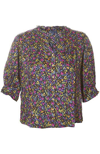 Democracy Split Neck Printed Top Slide 1
