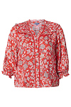 Democracy Printed V-Neck Blouson Sleeve Top