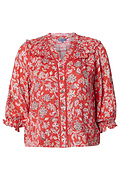 Democracy Printed V-Neck Blouson Sleeve Top