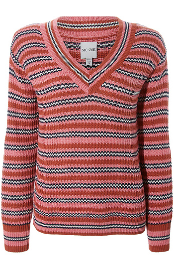 NIC+ZOE Multi Color Stripe Sweater Slide 1