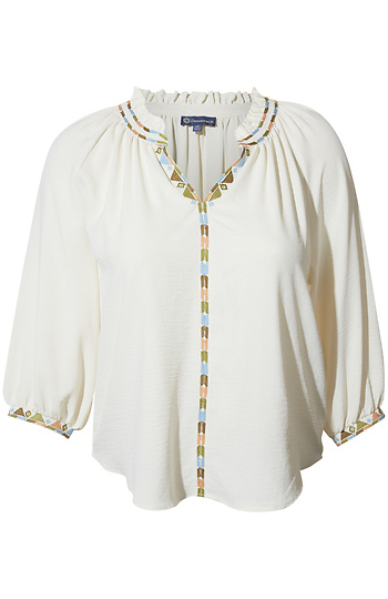 Democracy Embroidered Blouse Slide 1