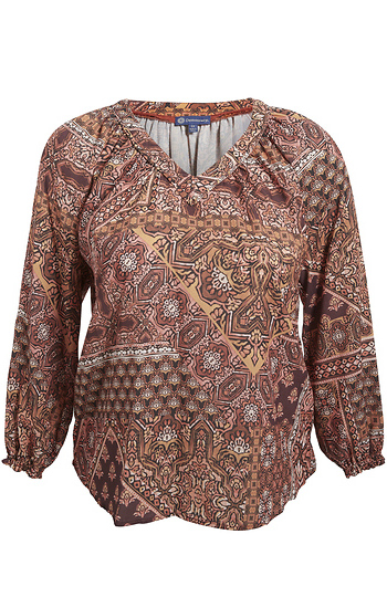 Democracy Printed Long Sleeve Top Slide 1