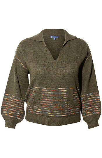 Democracy Split Neck Pullover Sweater Slide 1