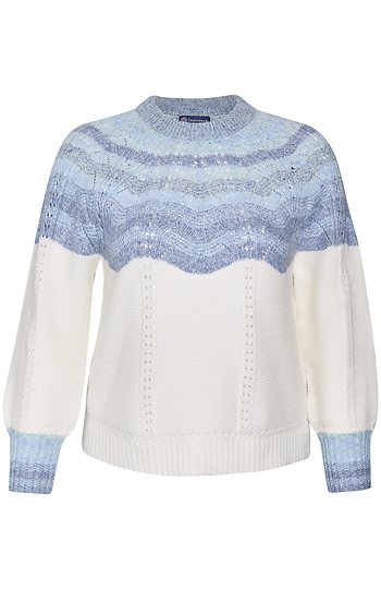 Long Blouson Sleeve Round Neck Sweater Slide 1