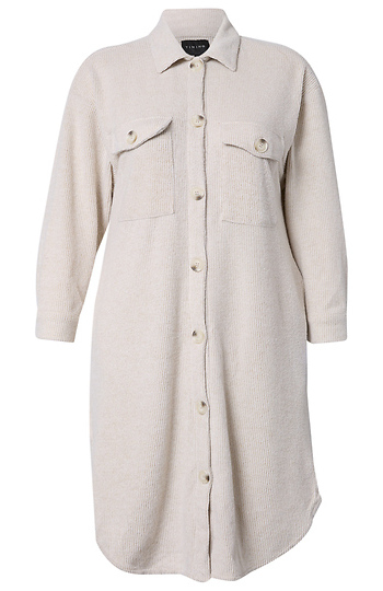 Collar Button Long Soft Shacket Slide 1