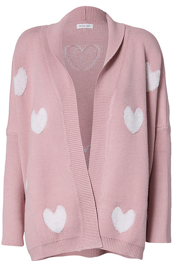 Fuzzy Heart Detail Cardigan Slide 1