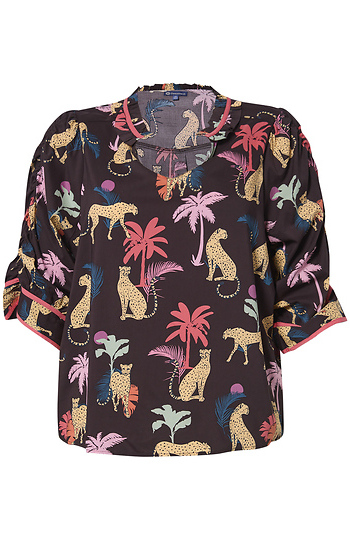 Democracy Split Neck Printed Top Slide 1