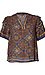 Democracy Border Print Short Pleated Sleeve Top Thumb 1