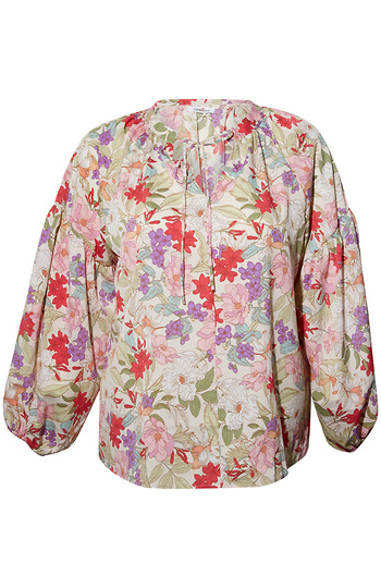 Split Neck Floral Blouse Slide 1