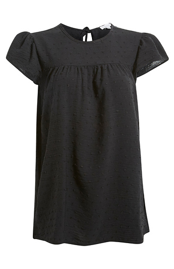 Swiss Dot Flutter Sleeve Top Slide 1