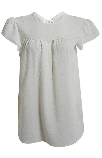 Swiss Dot Flutter Sleeve Top Slide 1
