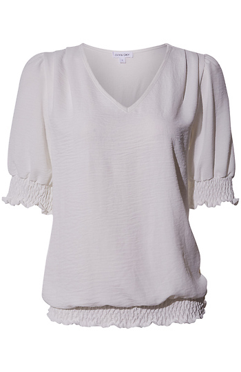 Short Sleeve Smocked Top Slide 1
