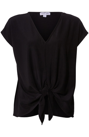 Front Knot Short Sleeve Top Slide 1