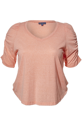 Democracy V Neck with Ruched Sleeve Slide 1