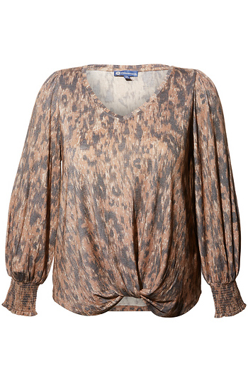 Democracy Twist Front Hem Printed Top Slide 1