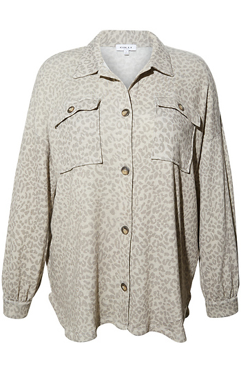 Button Down Animal Print Jacket Slide 1