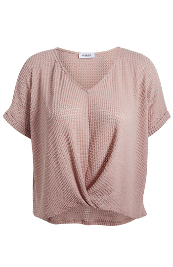 Front Overlap Waffle Knit Top Slide 1