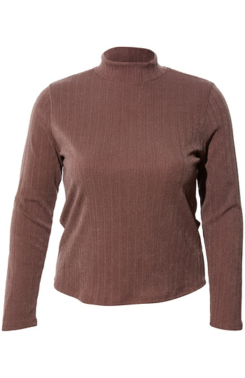 Mock Neck Rib Top Slide 1